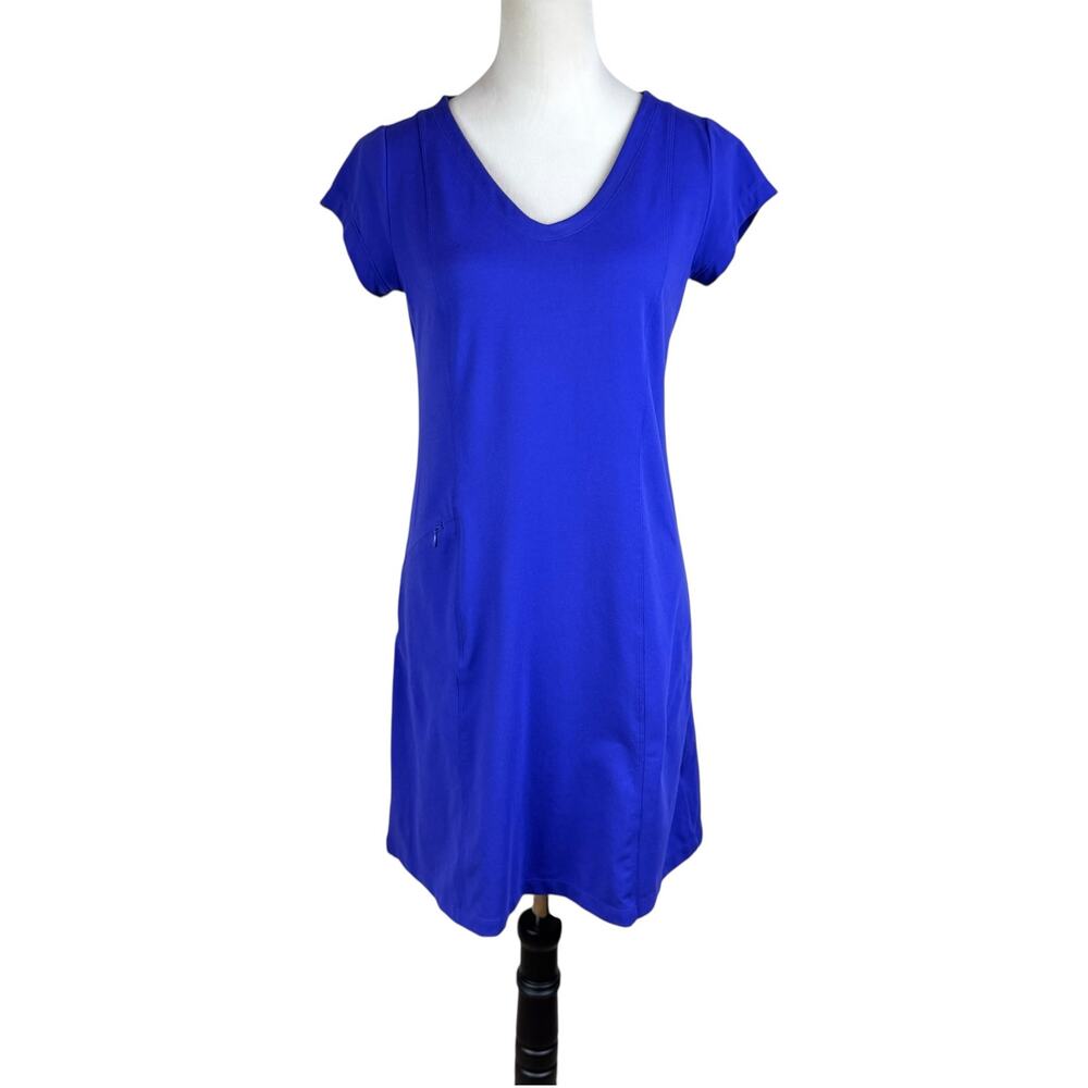 Toad & Co. V-Neck Flowy Soft Purple Knee Length T-Shirt Dress With Pockets